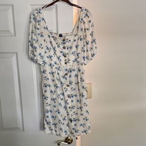 Old Navy White and Blue Floral Mini Dress MATERNITY